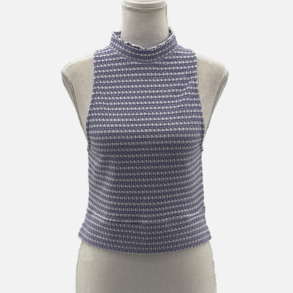 Free People Posie Ruffled Mock Neck Tank Top in Lilac - Size Medium